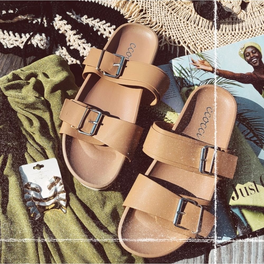 🆕️The Josephine// Camel double buckle slide